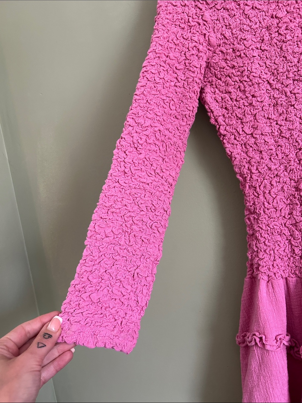 Free People Pink Textured Ruffle Mini Dress - Picture 7 of 8